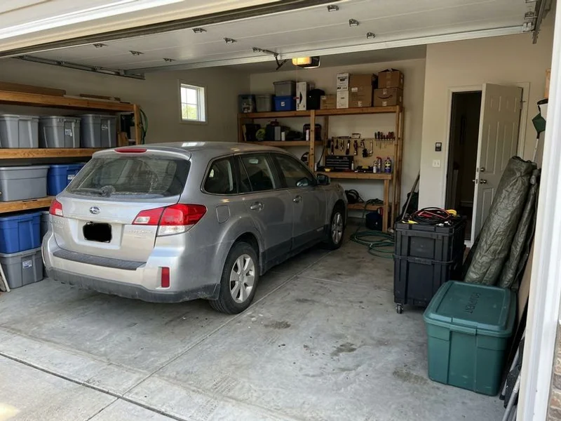 Car parked back inside the garage the same day with contents returned to the shelves
