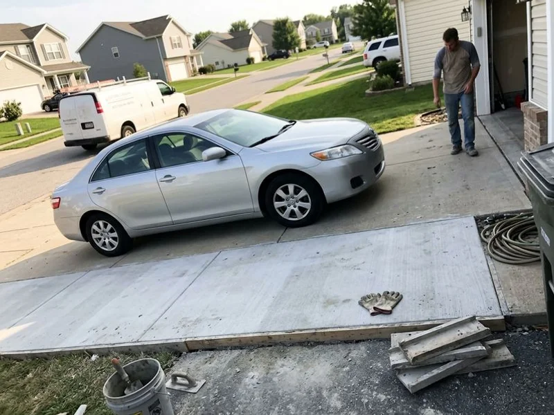 Car parked back on a freshly lifted driveway the same afternoon