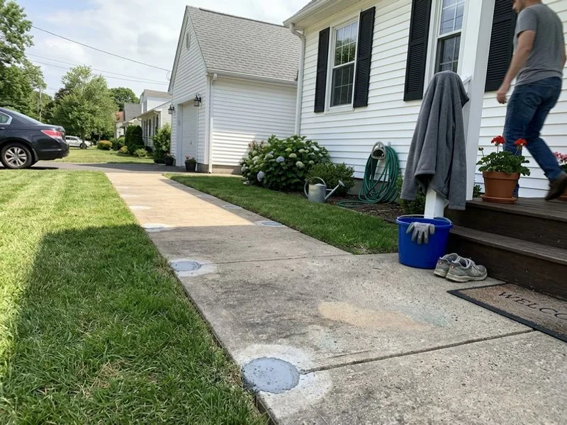 Leveled front walkway running flush from the street to the front steps