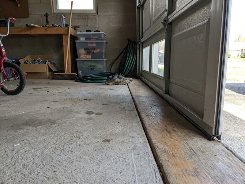 After: Garage Floor Leveling: the same slab, lifted back to grade