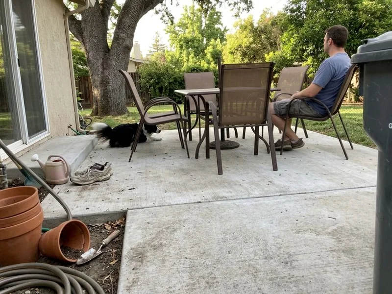 The same patio re-pitched by lifting so water drains away from the house