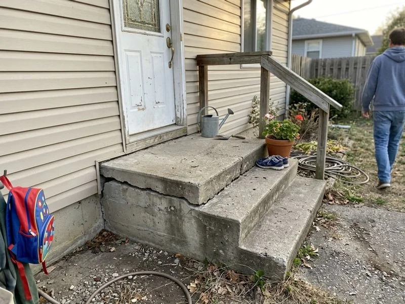 Before: Step & Stoop Lifting: the same slab, lifted back to grade